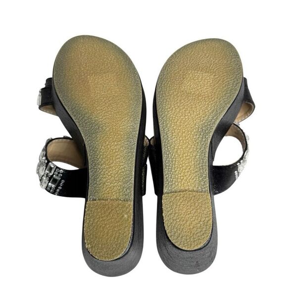 Patrizia by spring step black Vegas crystal jeweled toe wedge sandals size 38 (7 - Picture 12 of 12